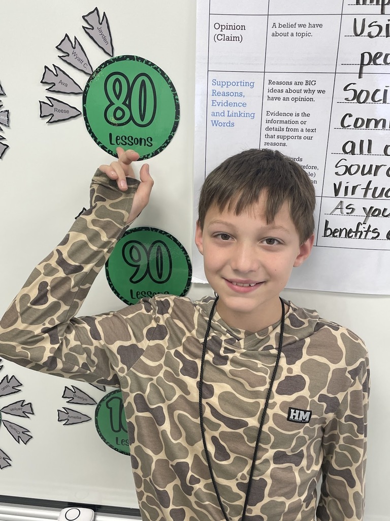 "Mrs. Croom would like to give a big Shout Out to Reese Norton for earning 80 points in iReady Reading! 📚✨  Way to go, Reese! Keep up the amazing work—we are so proud of you! 🎉👏"