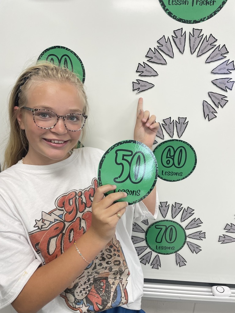 "Mrs. Croom would like to give a big Shout Out to Bella Pumphrey for earning 50 points in iReady Reading! 📚✨  Way to go, Bella! Keep up the amazing work—we are so proud of you! 🎉👏"