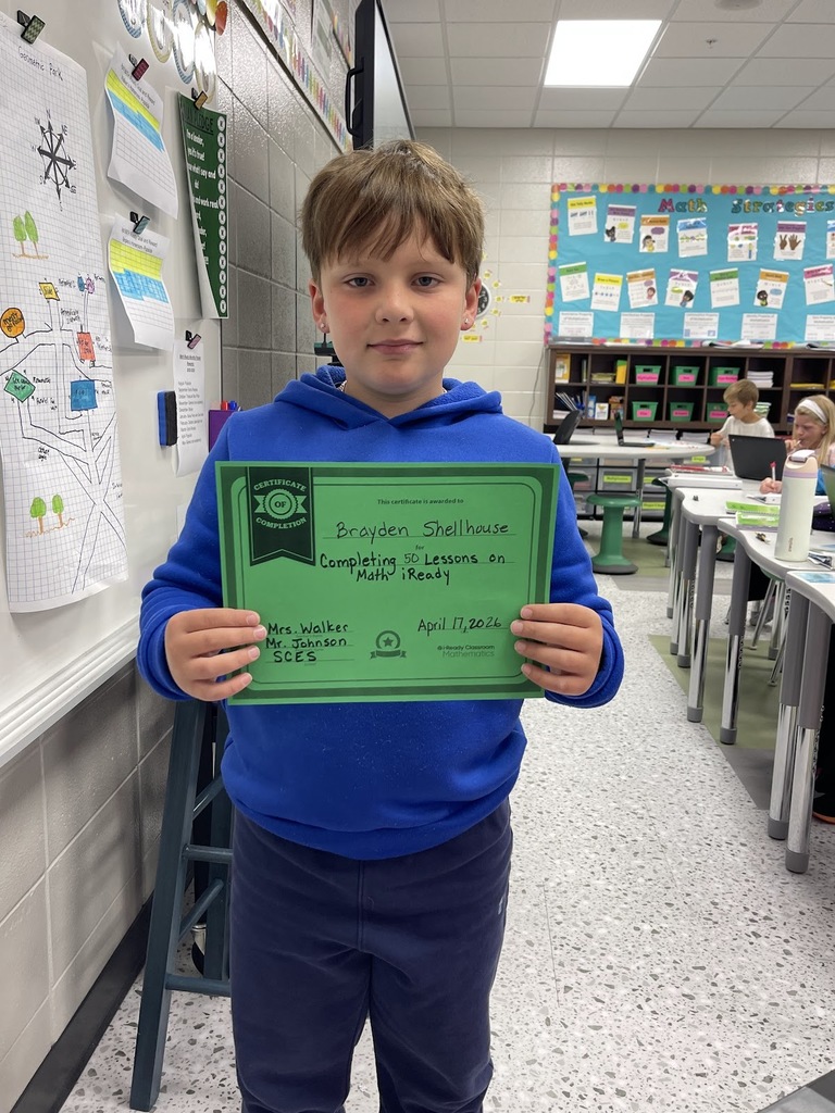 Mrs. Walker would like to give Brayden a shoutout for completing 50 iReady math lessons! Great job!