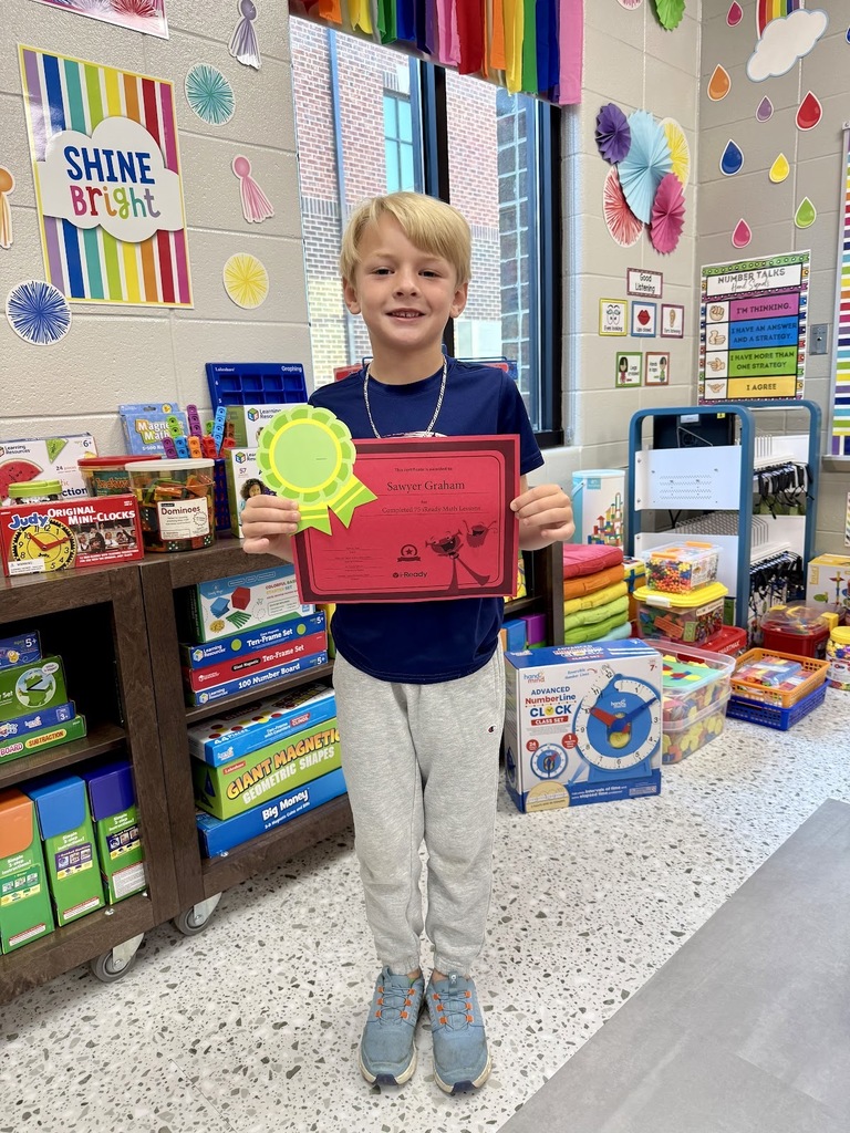 Miss Jodi Harper and Miss Jalee’ Conley would like to give a “SHOUT OUT” to Sawyer Graham for completing 75 iReady Math lessons. Great job, Sawyer! 