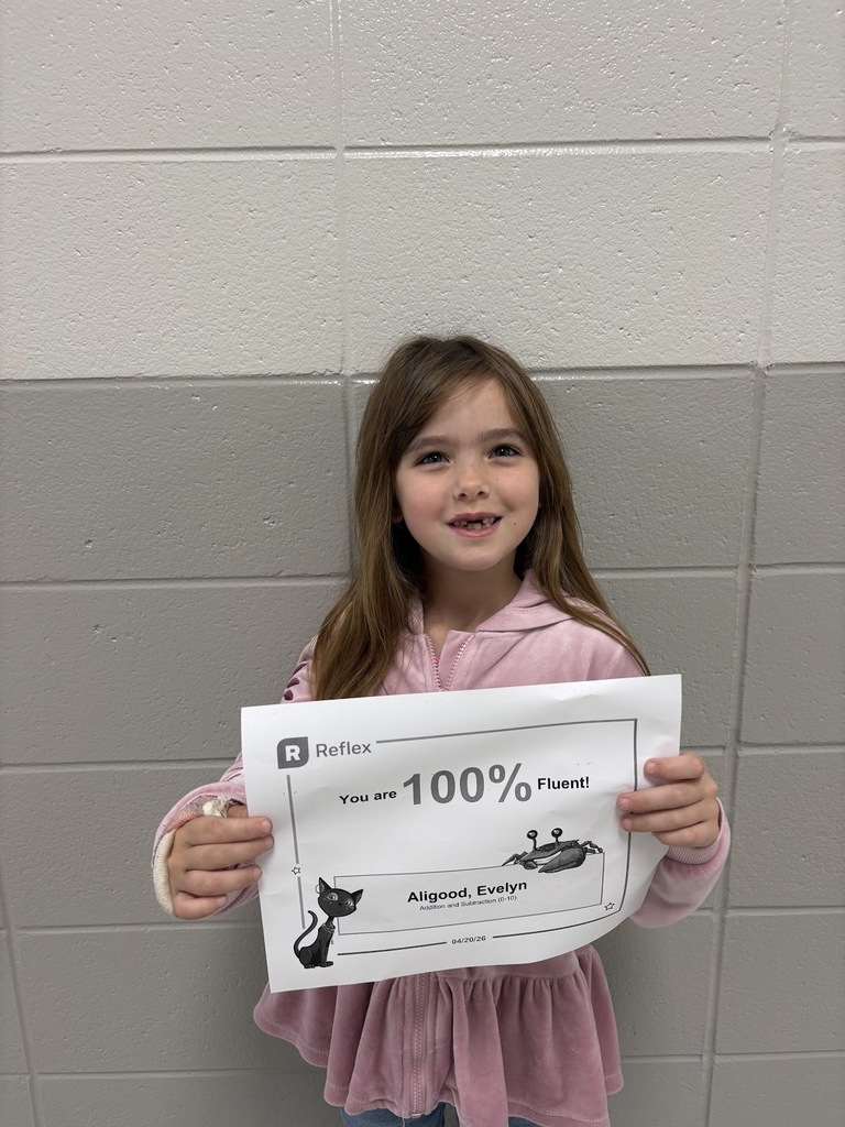 Ms. Keyla is so proud of Evelyn for earning 100 fact fluency facts on Reflex!