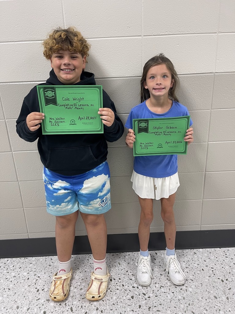 Cole  and Skylar have completed 50 iReady math lessons ! 