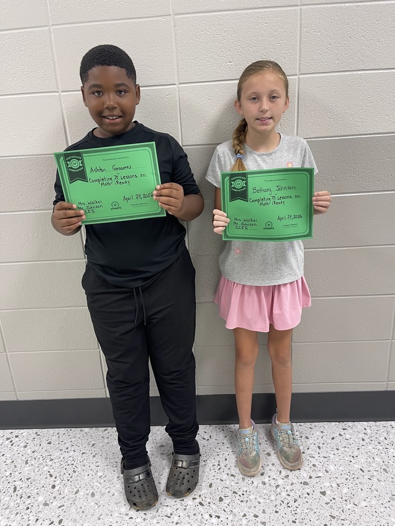 Ashton Groomes and Bethany Johnson  have completed 75 iReady lessons in math. 