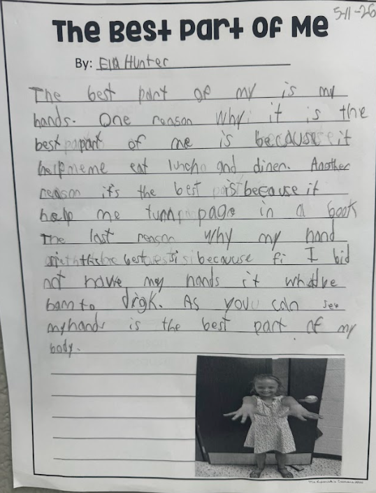 Ella Hunter and her  Best part of me paper.