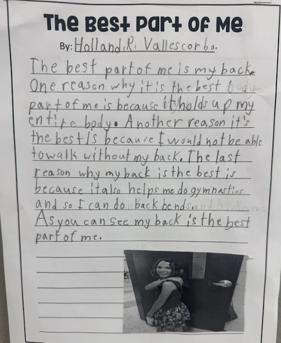 Holland Vallescorbo's Best part of me paper. 