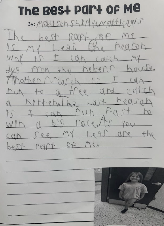 Madison Matthews' Best part of me paper!