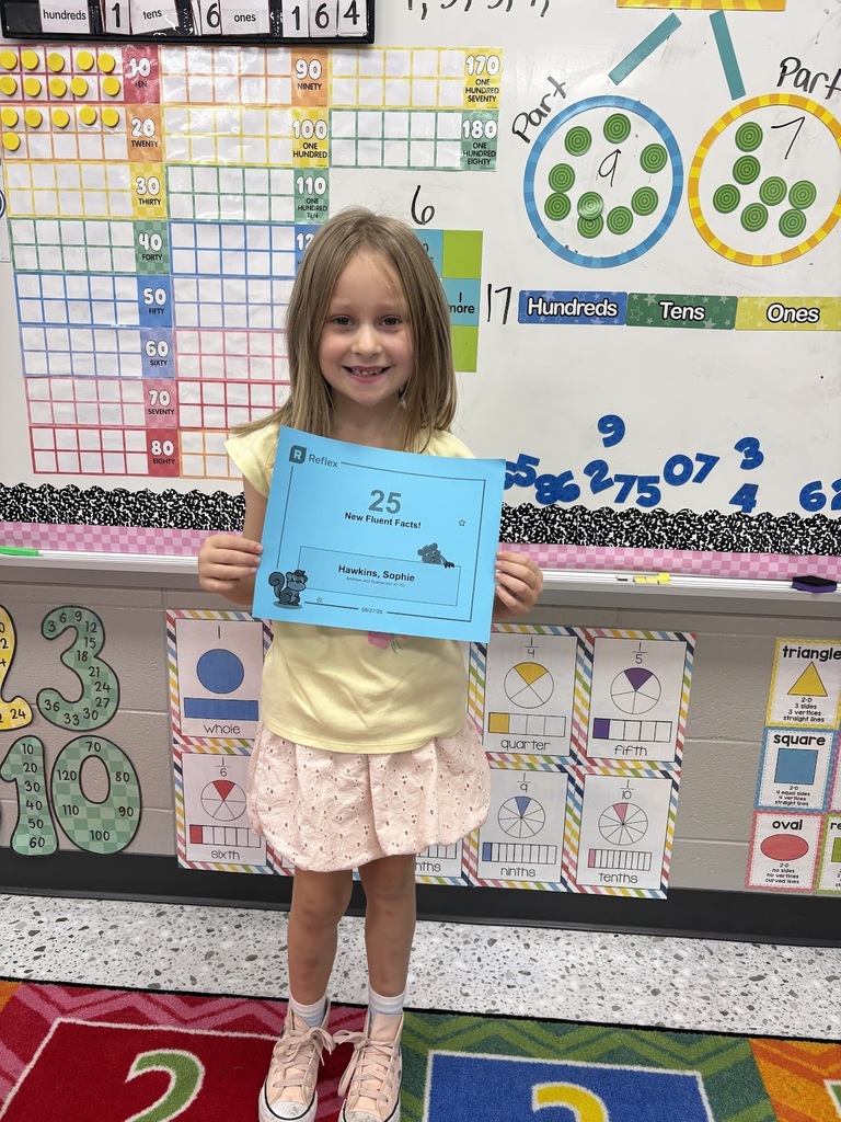 Shoutout to Sophie for completing  a milestone on Reflex! She can fluently identify 25 addition facts! 