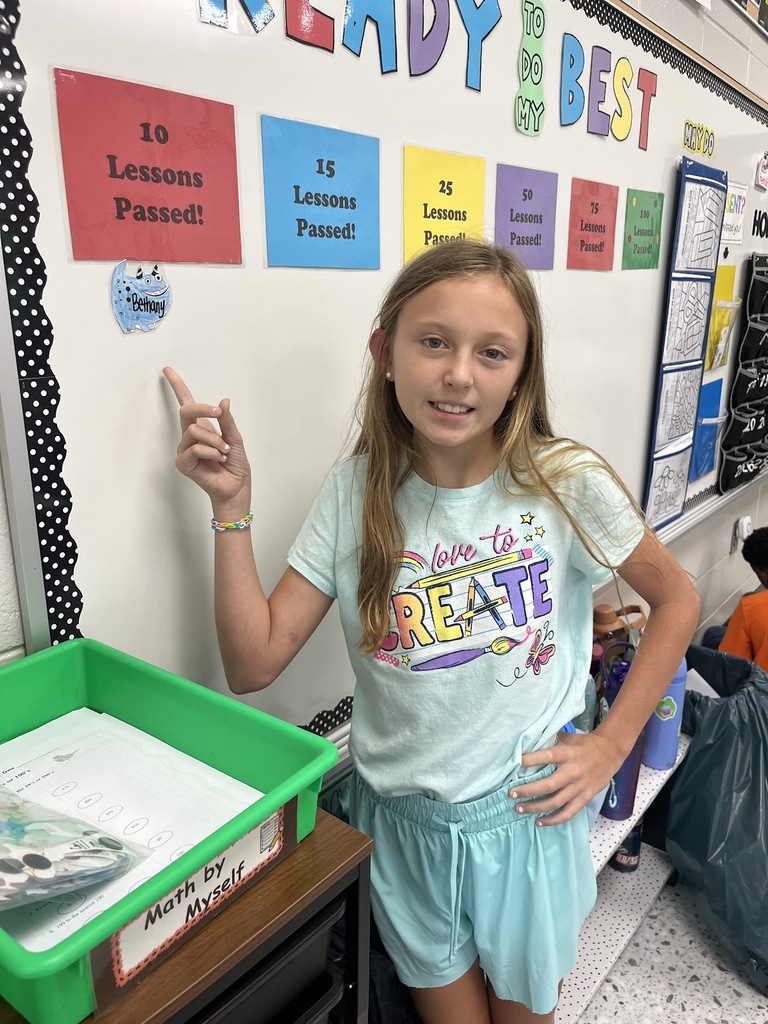 Ms. Hall would like to give a shout out to Bethany Johnson for being the first one in our class to pass 10 I Ready Math lessons. So proud of you!