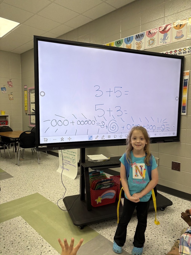 "Shout out to Natalie for explaining to her class how 3+5 works the same as 5+3!   Great job on showing off your math skills, Natalie! "