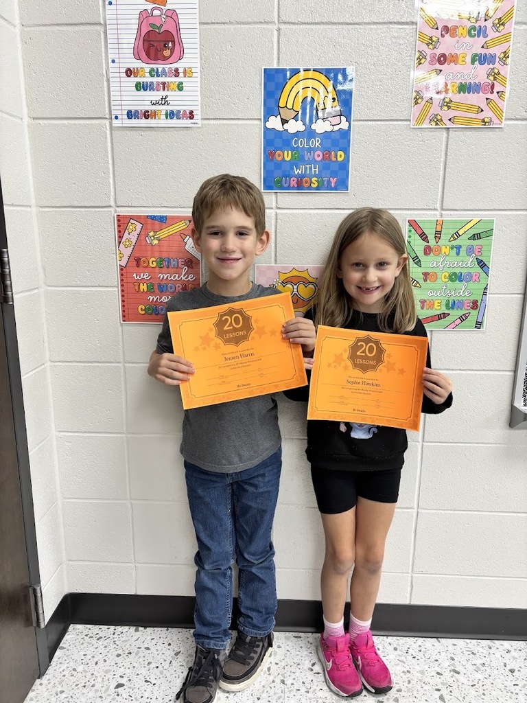 Ms. Shekiera would like to give a shout out to Sophie Hawkins and Jensen Harris for passing 20 I-Ready Reading lessons!