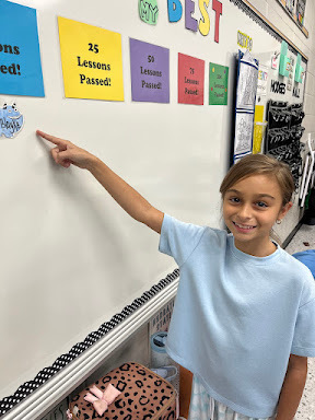 Blayke Phillips is the first student in Ms. Hall's Math class to pass 15 I Ready Math lessons! Way to go Blayke!
