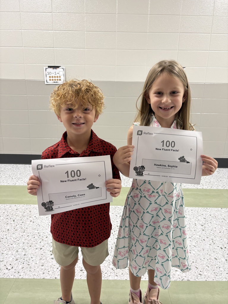 "Shout out to Case and Sophie and Miss Keyla’s class for gaining 100 new fluent facts! "