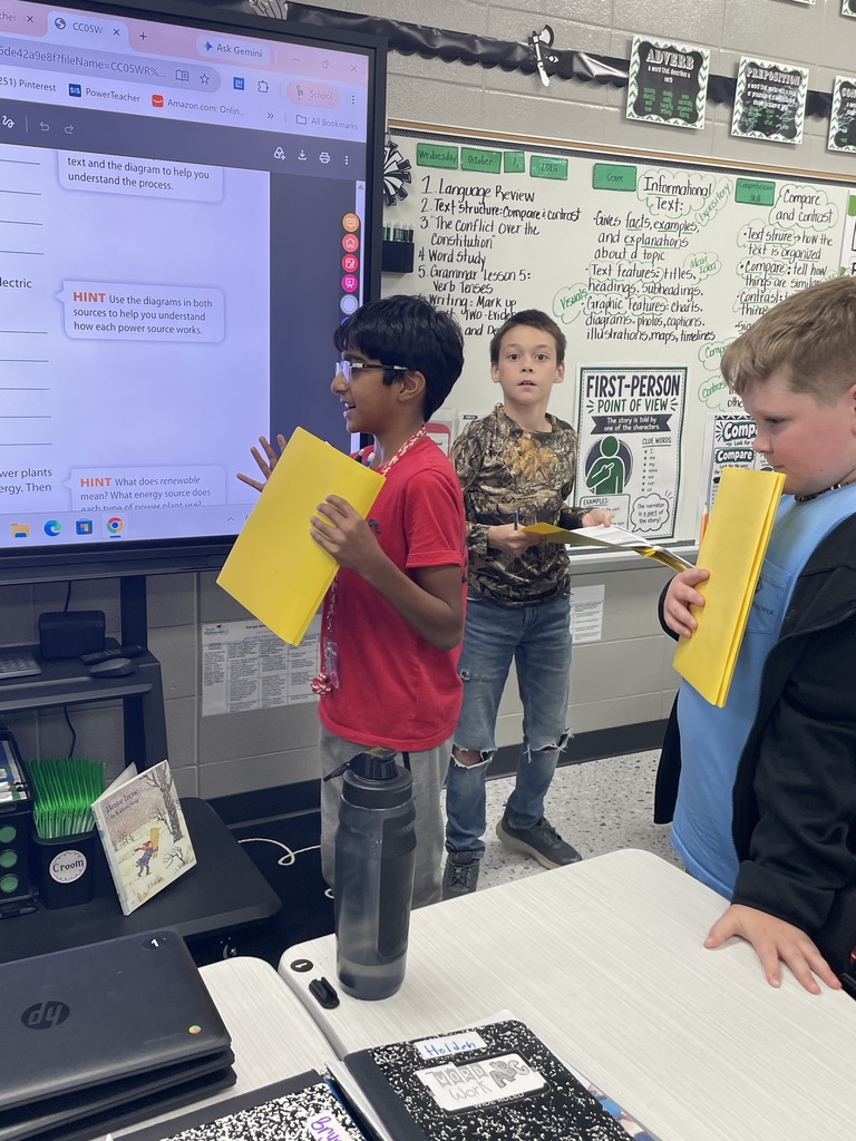 "⚡️ Expository Writing in Mrs. Croom’s ELA Class! 🌬️💨  After reading two informational texts as part of our expository writing unit, Mrs. Croom’s ELA students engaged in a lively debate about the use of hydroelectric plants and wind turbines as sources of energy.  Students responded to a writing prompt asking whether communities should continue to fund each of these energy sources. They had to take a position, defend their reasoning, and support their ideas with evidence from both texts.  Students also had to consider both sides of the issue by explaining whether the benefits outweigh the problems associated with each energy source.  We are working hard to become stronger writers by learning to use evidence, explain our thinking, and support our claims! 📝📚💚"
