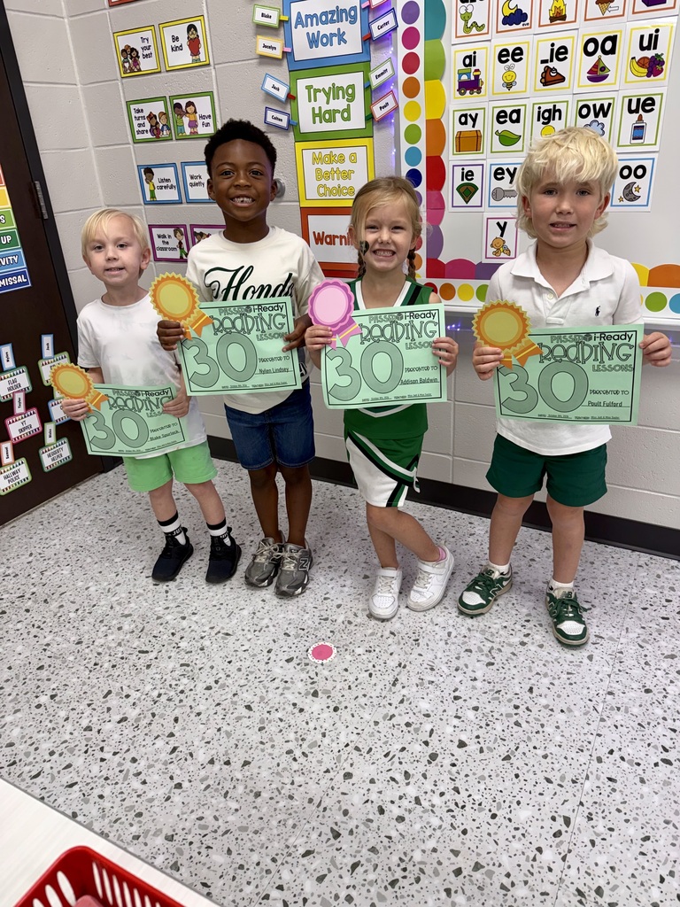 Miss Jodi and Miss Saylor would like to give a “SHOUT-OUT” to Blake Spurlock, Nylen Lindsey, Addison Baldwin and Poult Fulford for passing 30 iReady Reading lessons! Great job! 