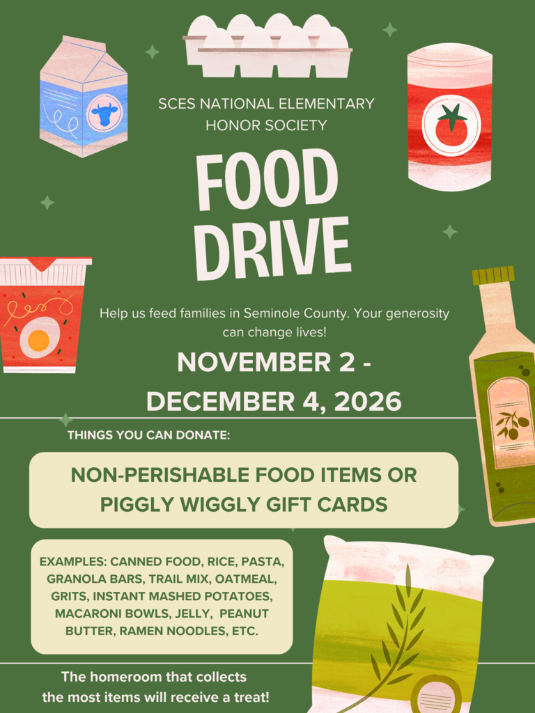 ❤️ School Food Drive! ❤️  We invite our wonderful families to join us in giving back to our community! The National Elementary Honor Society is collecting Piggly Wiggly gift cards and nonperishable food items to help support families in need. Every donation makes a difference! Thank you for your generosity and for helping us make a positive impact together. 