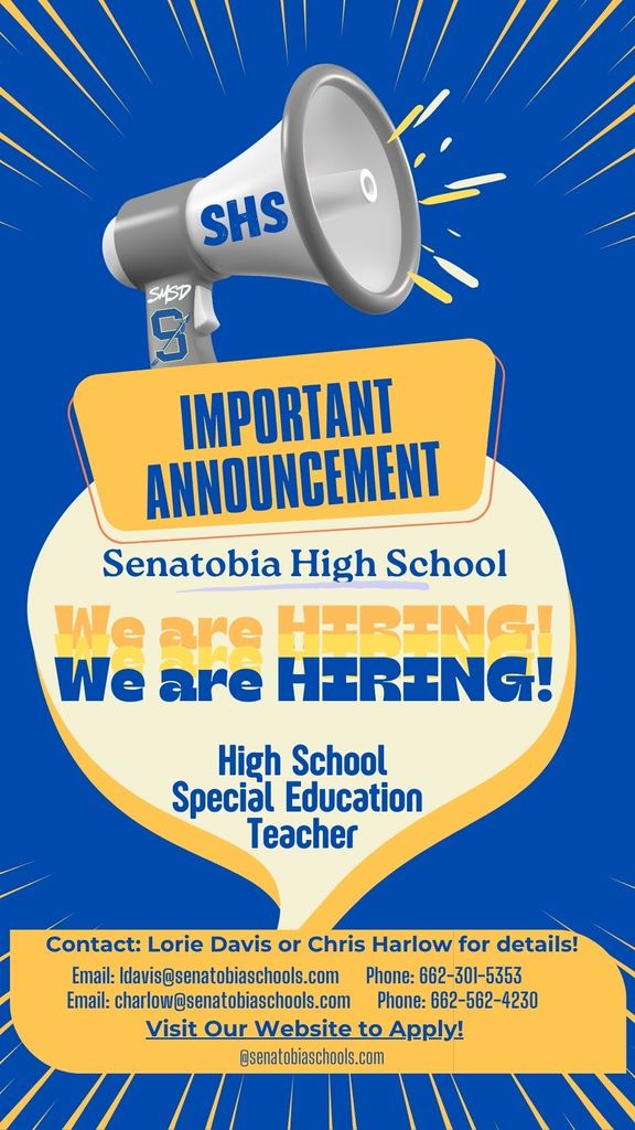 We are HIRING! SHS Special Education Teacher 2026-2027 School year