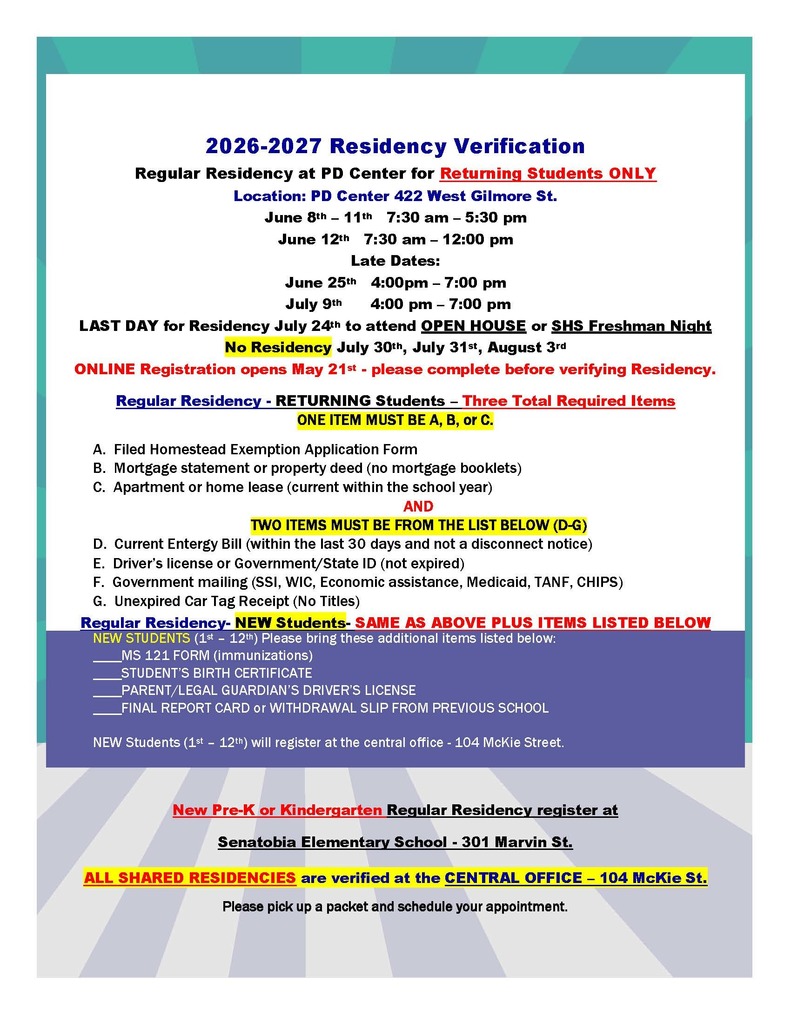 Residency Verification Information