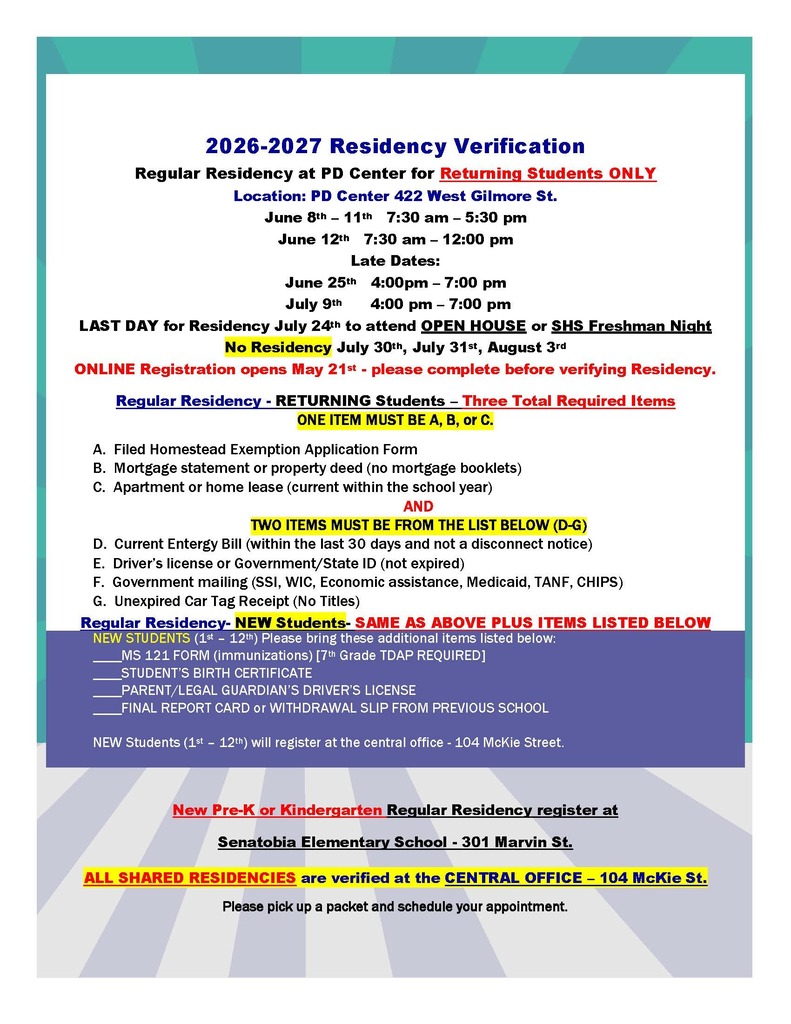 2026-2027 Residency Verification Information