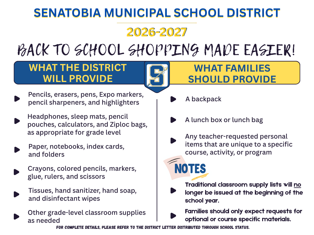 Back to School Shopping Made Easier! 2026-2027- District Purchasing School Supplies!