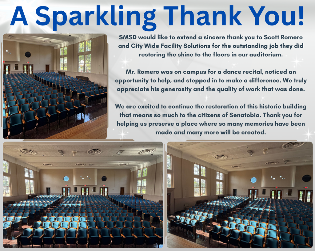 Thank You Scott Romero and City Wide Facility Solutions! Auditorium floors