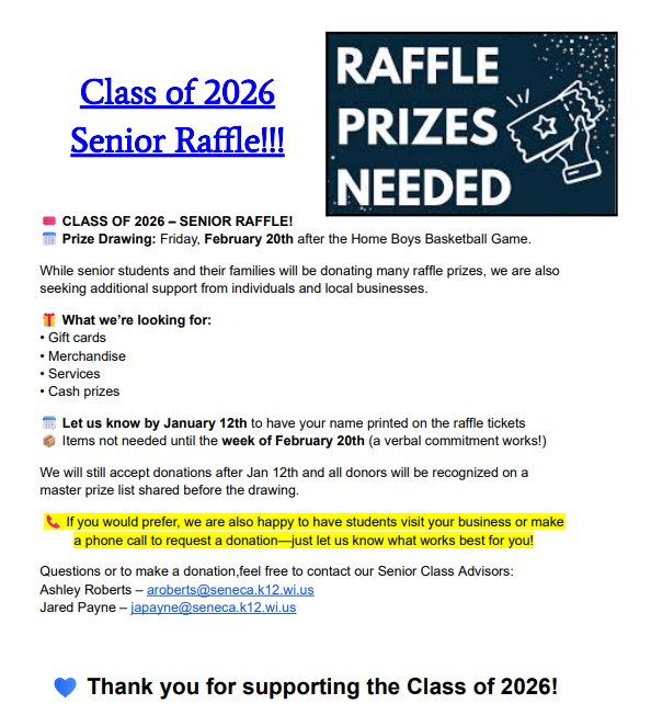 2026 S raffle donations