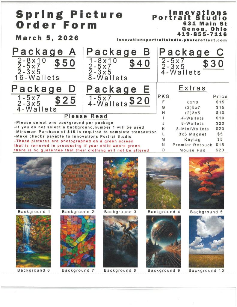 Spring Picture Order Form