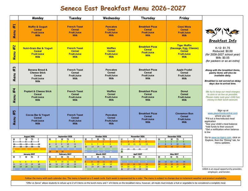 Breakfast Cycle Menu