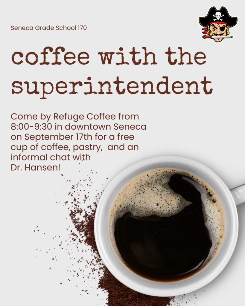 Need a caffeine boost Wednesday, the 17th? Come on by Refuge Coffee and grab a free cup of coffee/pastry and sit a spell with the SGS superintendent!
