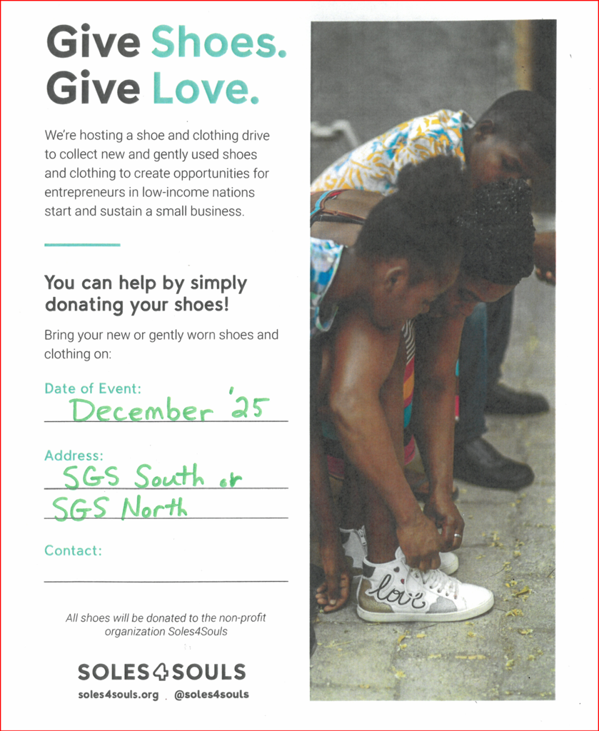 Give Shoes Give Love Shoe Drive Flyer