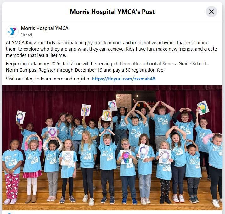 YMCA Kid Zone will start serving Seneca Grade School families beginning in January!