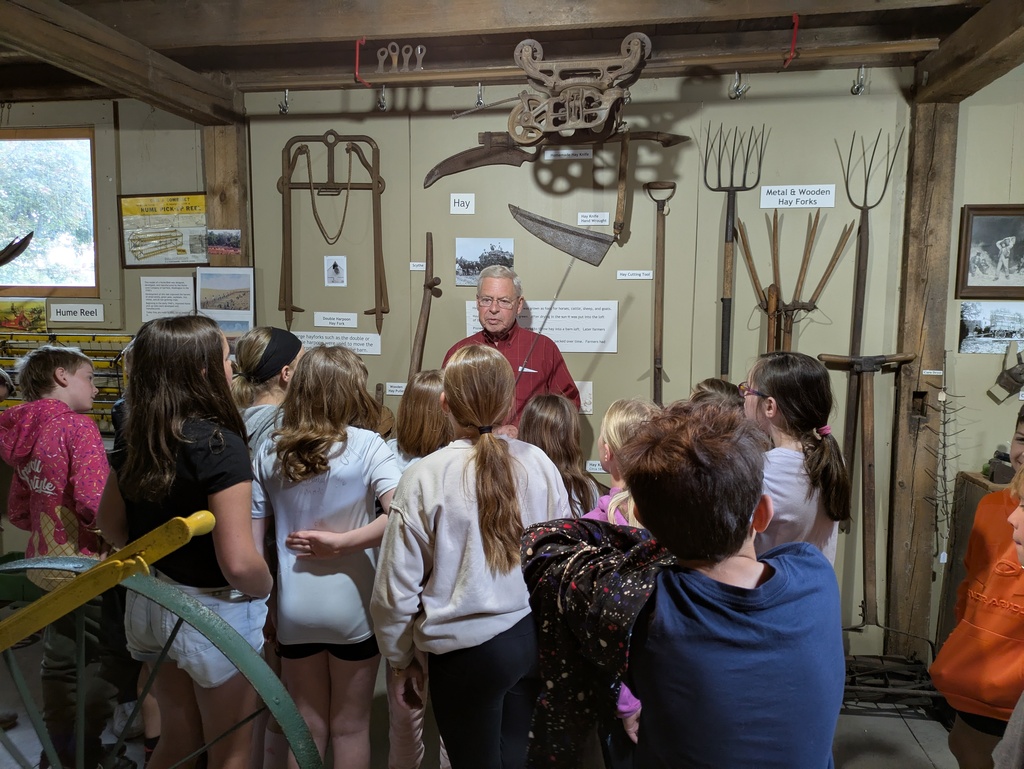 Students inside barn 
