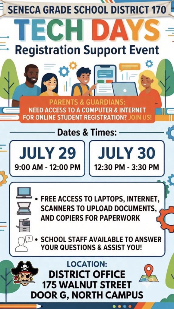 Flyer with dates for for registration help in District office