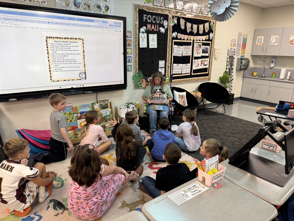 Students listening to story