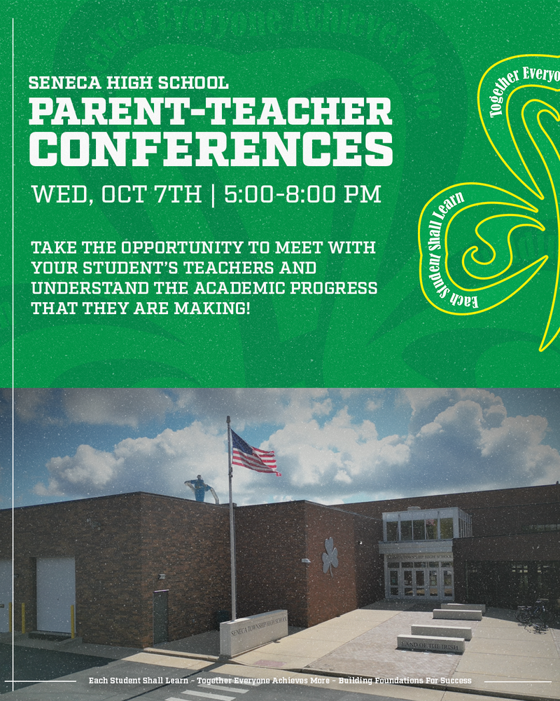 Parent-Teacher Conferences are on Wednesday, October 8th from 5:00-8:00 PM.