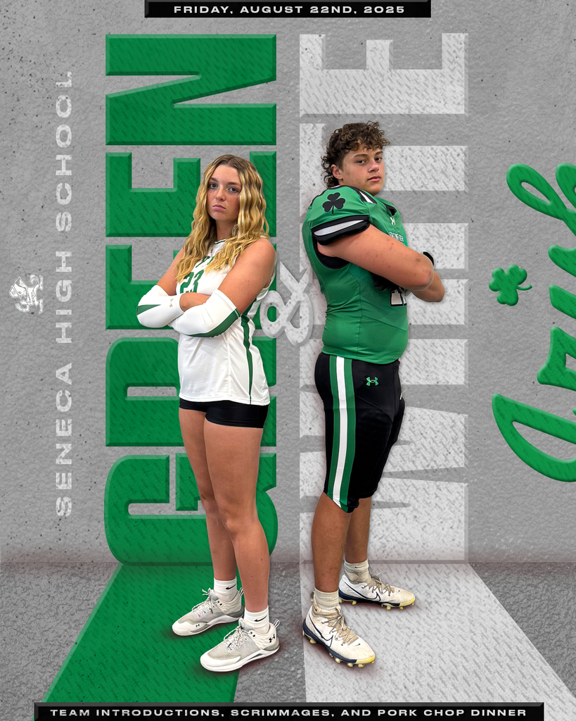 Green & White Night 2025 is on August 22nd at SHS. There will be player introductions, scrimmages, and a pork chop dinner.