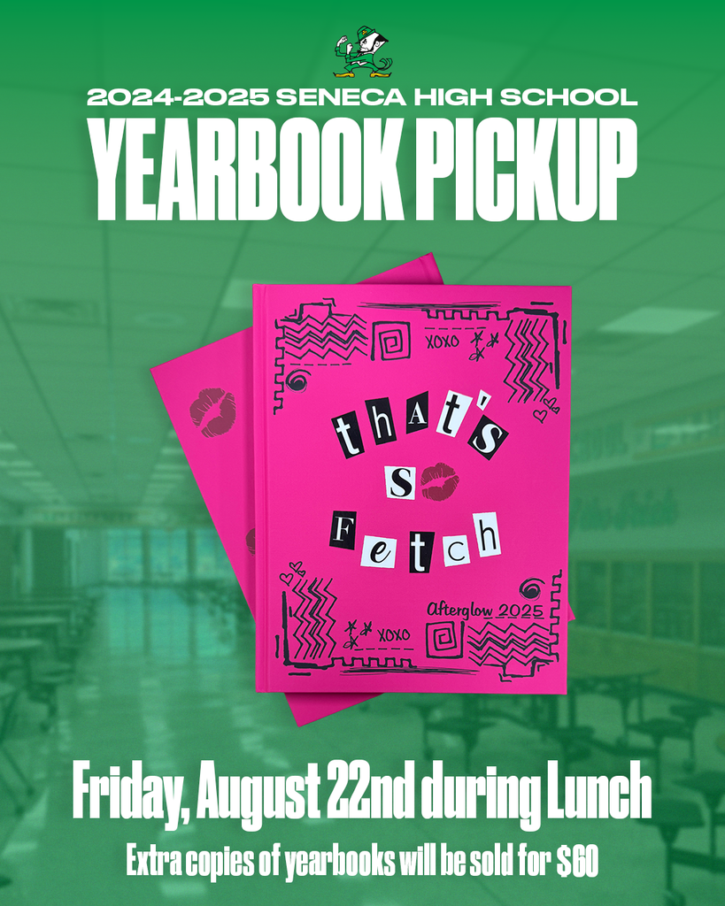 2024-2025 Yearbook Pickup will take place during lunch this Friday. Extra copies of yearbooks will be sold for $60.