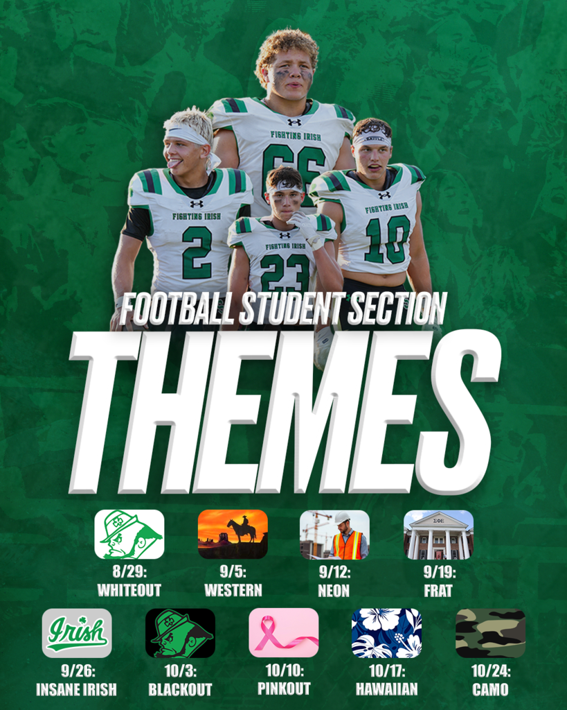 The themes for Fighting Irish Football games this Fall has been set.