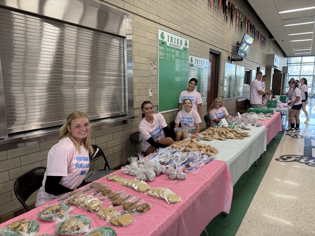 Tonight the Lady Irish Volleyball team hosted the Reed-Custer Comets for our annual Volley for a Cure!