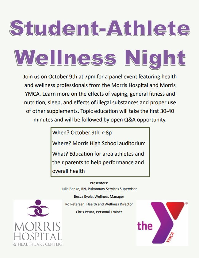 Morris High School is hosting a Student-Athlete Wellness Night on October 9th @ 7:00 PM.