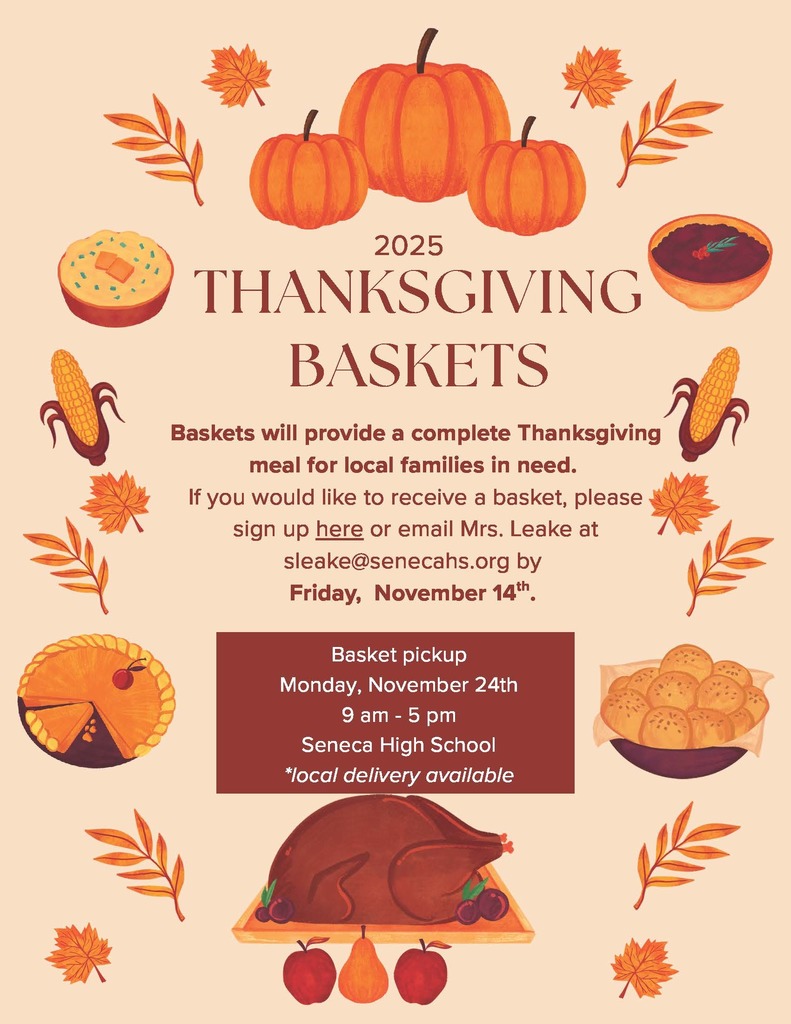 Seneca High School will once again be providing a complete Thanksgiving meal for local families in need this year.