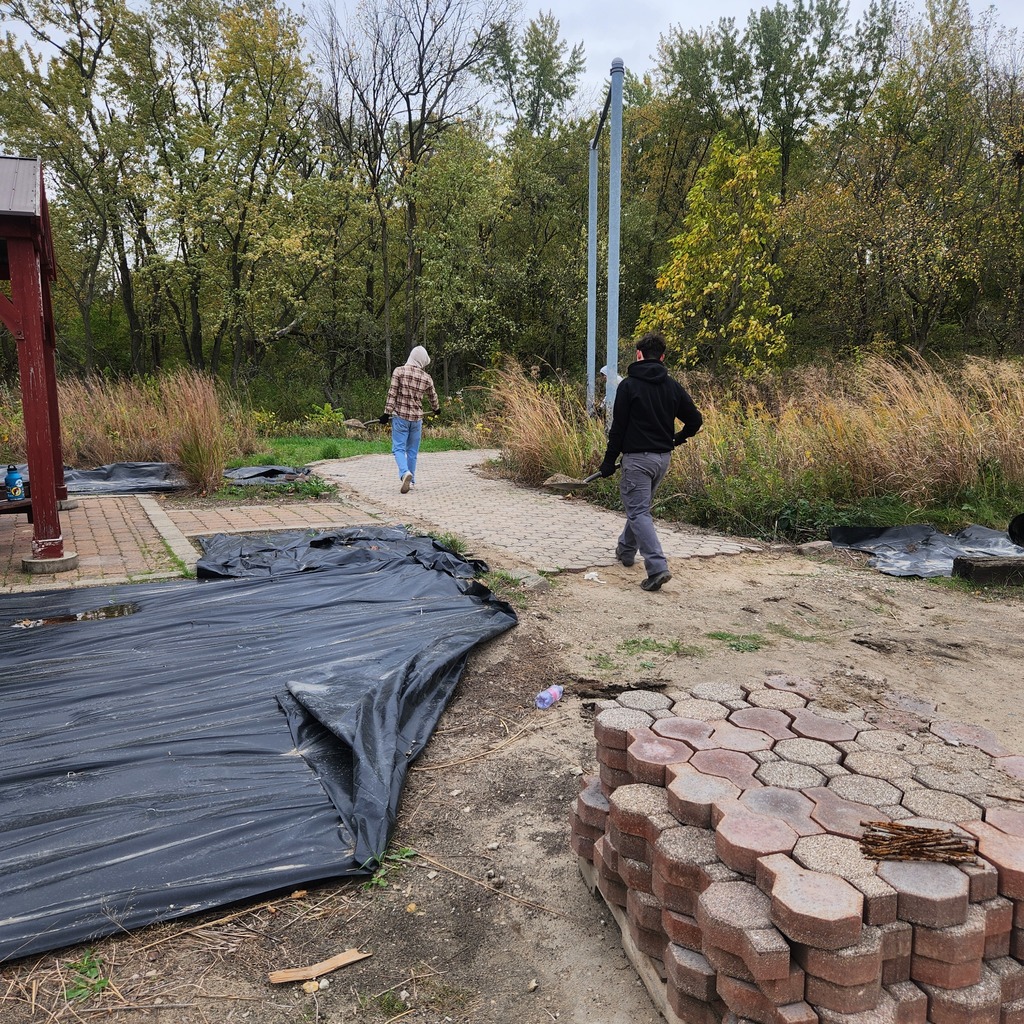 Mr. Witte's Vocational Math class is currently working on giving Mr. Maxwell's CIA (Conservation in Action) pollinator plot a face lift.