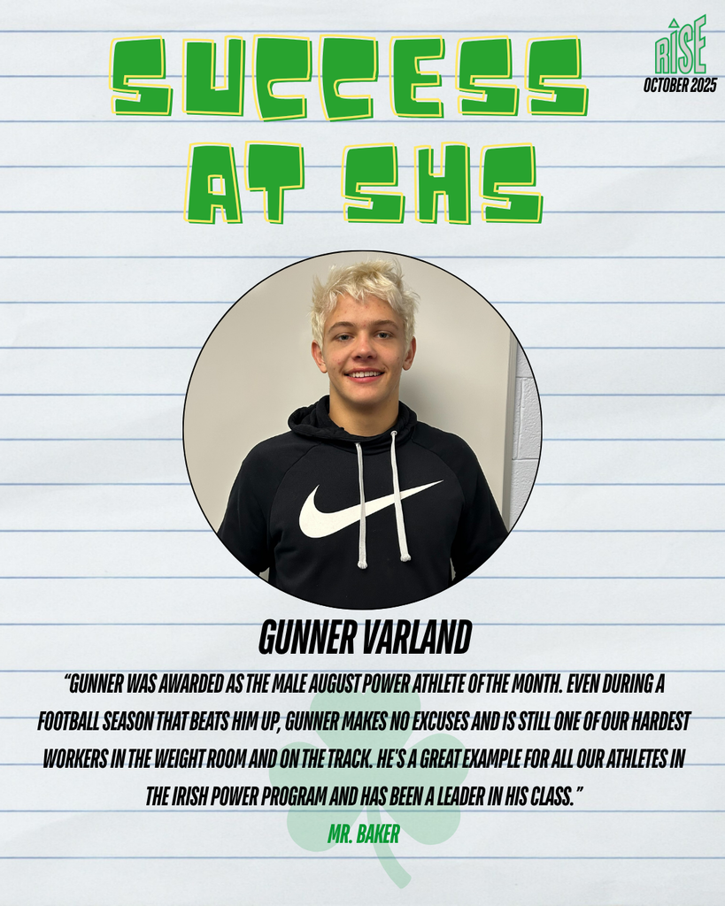 Senior Gunner Varland is this week's Success at SHS winner.