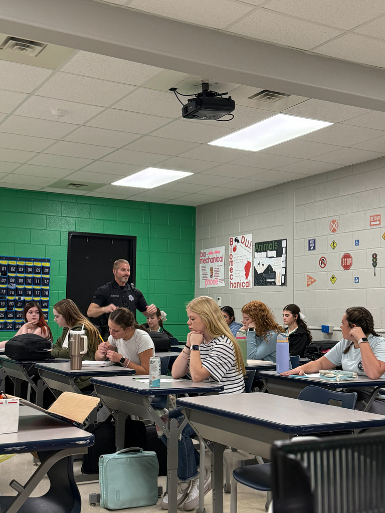 SRO Ken Sangston recently visited Mrs. Baxter’s Driver Education classes for his annual presentation on DUI and impaired driving.