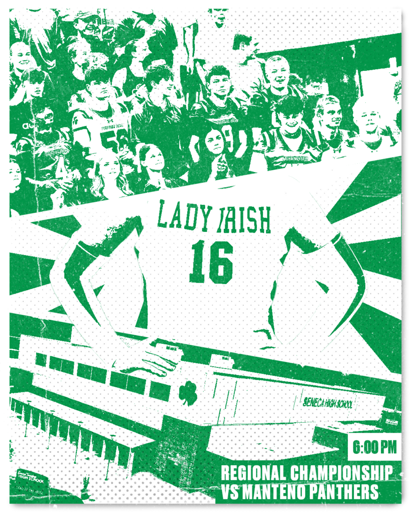 The Lady Irish Volleyball team faces off against the Manteno Panthers tonight for the IHSA 2A Regional Championship @ 7:00 PM.