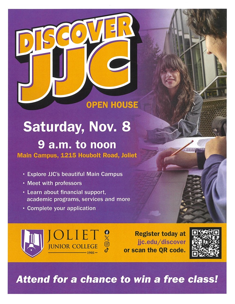 Discover JJC is on Saturday, November 8th from 9:00 AM - 12:00 PM.