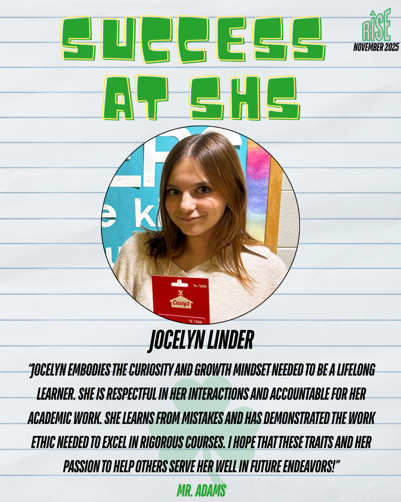 Senior Jocelyn Linder has been named this week's Success at SHS winner.