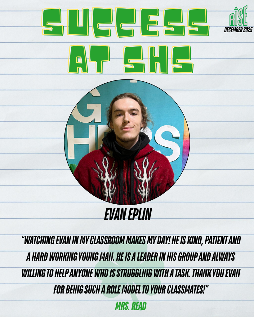 Senior Evan Eplin has been named this week's Success at SHS winner.