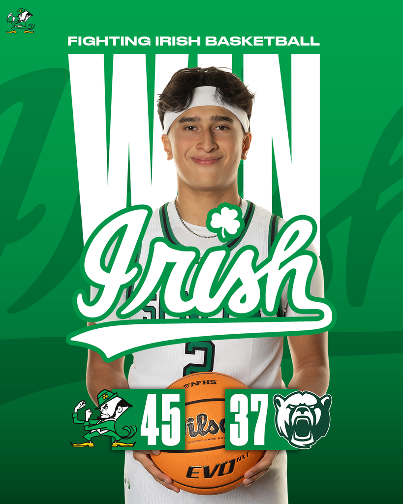 The Fighting Irish Basketball Team defeated the St. Bede Bruins on Tuesday, 45-37.