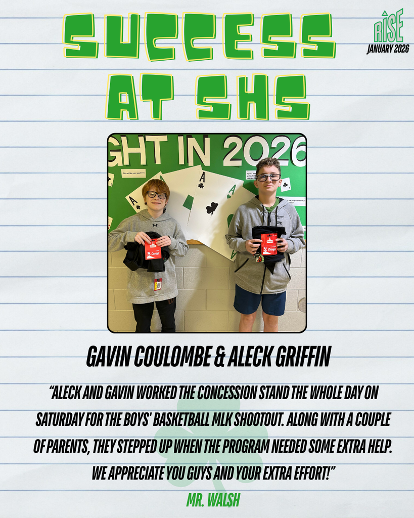 Freshmen Gavin Coulombe and Aleck Griffin have been named this week's Success at SHS winners.