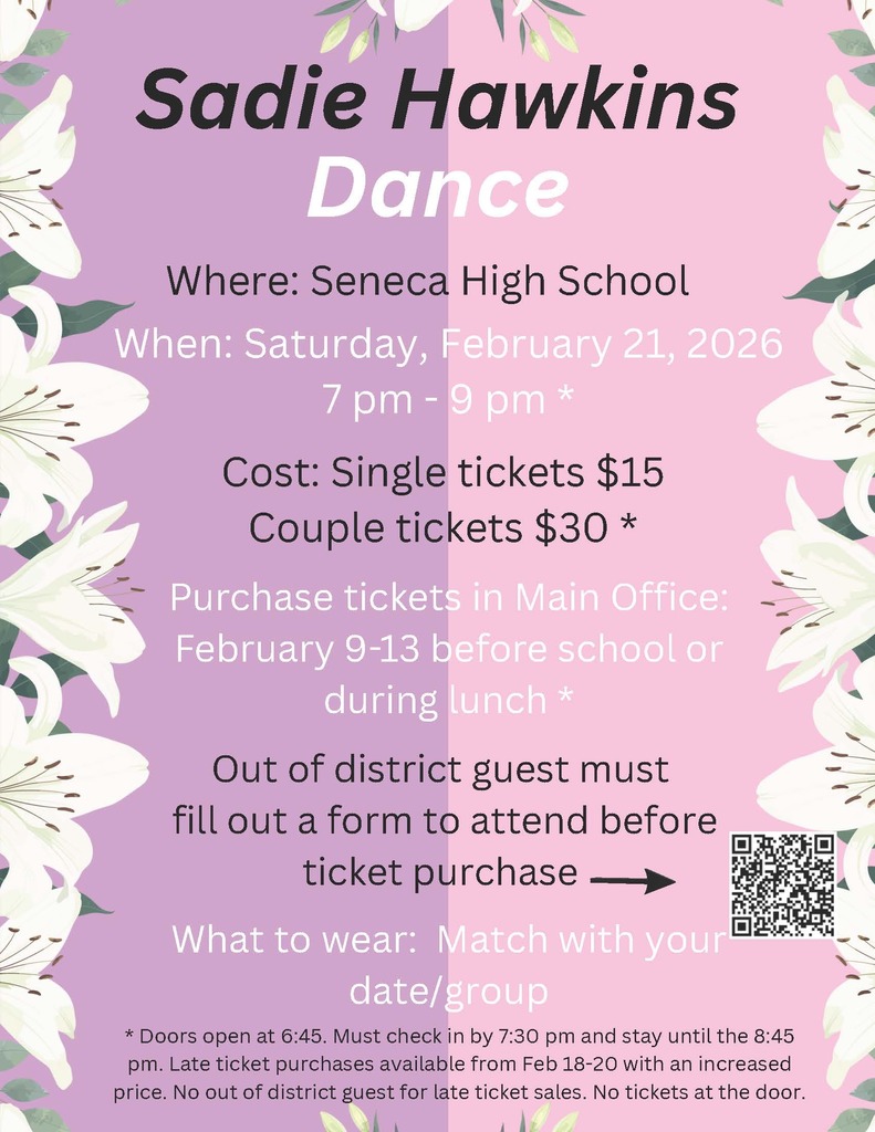 The 2026 SHS Sadie Hawkins Dance will be held on February 21st from 7:00–9:00 PM.